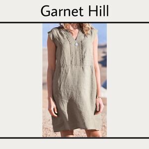 Garnet Hill Linen Dress Tan Beige Women’s Sz 6